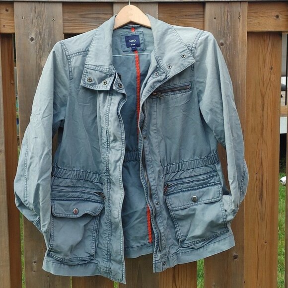 GAP Anorak Jacket Full Zip Cargo Pockets Fall Jacket Women's Size Large - Picture 2 of 7